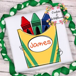Back to School Shirt , Crayons Back To School Shirt, First Day of School Shirt for Boy, Personalized Back to School Shirt, Monogrammed Top