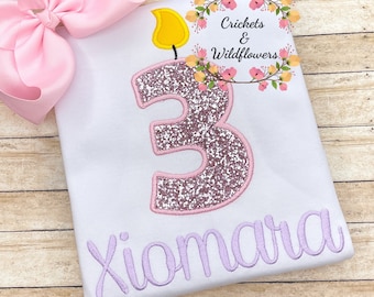 3rd Birthday Shirt for Girl, Rainbow Birthday Shirt, Number Birthday Shirt for Girl, Girls 3rd Birthday, Rainbow Sparkle 3 Birthday Shirt,