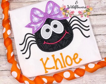Spider Shirt for Girl, Halloween Shirt for Girl, Personalized Halloween Shirt, Girly Spider Shirt, Cute Halloween Shirt for Girl,