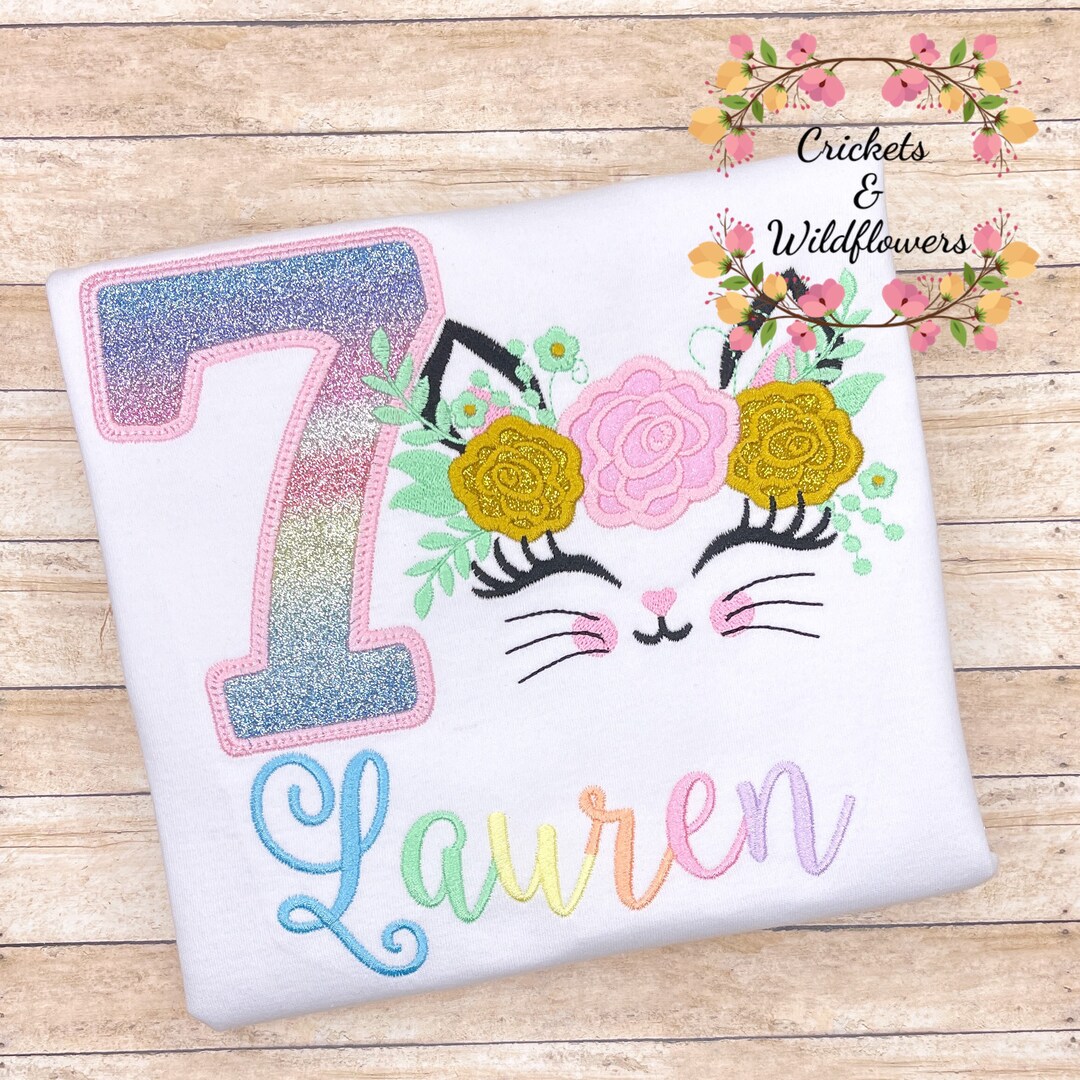 Cat Birthday Shirt for Girl Kitty Birthday Shirt for Girl Etsy