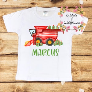 Boy’s Christmas Shirt, Boys Combine Christmas Shirt, Boys Christmas Farm Shirt, Boys Farm Combine Shirt, Combine with Presents Shirt