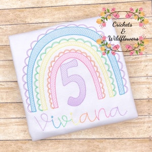 5th Birthday Shirt for Girl, Rainbow Birthday Shirt, Number Birthday Shirt for Girl, Girls 5th Birthday, Rainbow Sparkle 5 Birthday Shirt,