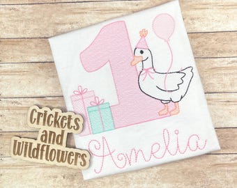 One Silly Goose Birthday Shirt for Girl, 1st Birthday Goose Shirt for Girl, Silly Goose Shirt, Girly Goose with Bow Birthday Shirt