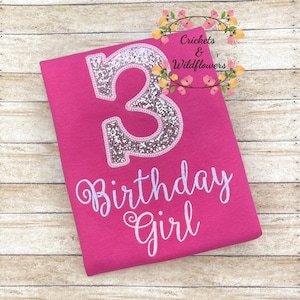 Sparkle Birthday Shirt for Girl, 3rd Birthday Shirt for Girl, Birthday Girl 3rd Birthday Shirt, Birthday Girl Shirt
