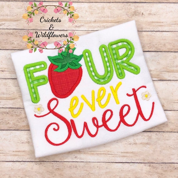 Girls 4th Birthday Shirt, Strawberry Birthday, Berry Sweet Birthday, Personalized Monogrammed Birthday Shirt, Strawberry Birthday Shirt