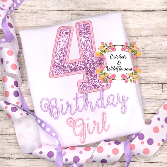 Sparkle Birthday Shirt for Girl, 4th Birthday Shirt for Girl, Birthday Girl 4th Birthday Shirt, Birthday Girl Shirt