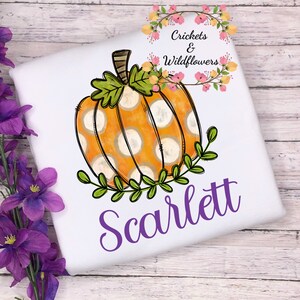 Fall Pumpkin Shirt for Girl, Personalized Pumpkin Shirt, Pumpkin Patch Shirt for Girl, Personalized Fall Shirt, Floral Pumpkin Shirt