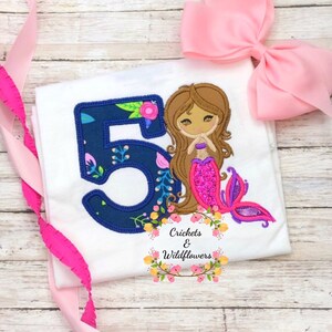 Mermaid Birthday Shirt, Birthday Shirt for Girls, 5th Birthday Shirt, Mermaid Little Girl Birthday Shirt, Mermaid Birthday Party,