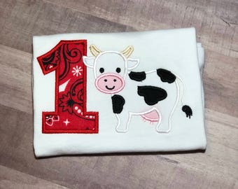 1st Birthday Shirt for Boys, Farmyard Birthday Shirt, Barnyard Birthday Shirt, Cow Birthday Shirt, Farm Animal Birthday Shirt