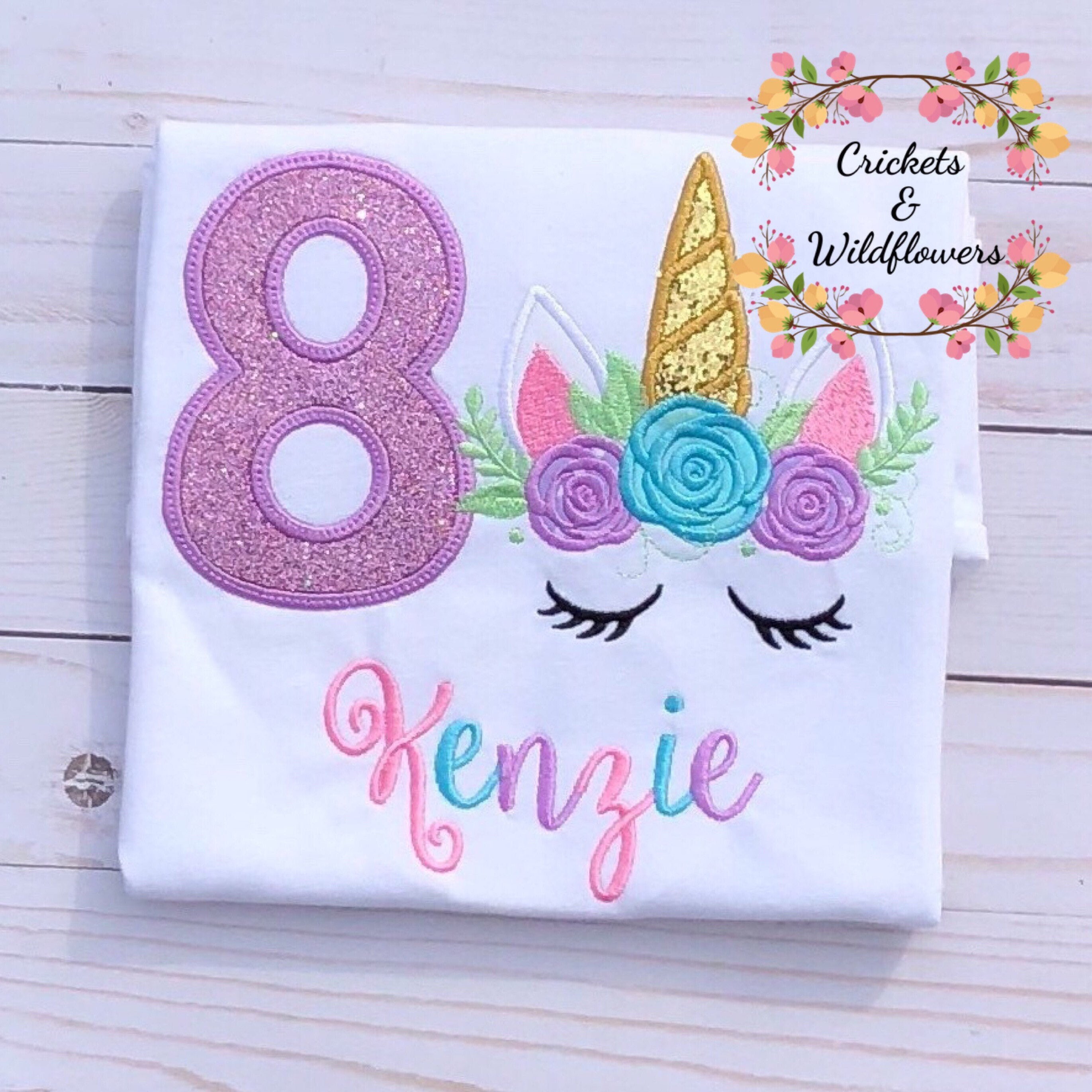 Unicorn Birthday Shirt for Girl, Floral Unicorn Birthday Shirt, Unico…
