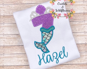 Mermaid Shirt for Girl, Little Girl Mermaid Birthday Shirt, Mermaid Birthday Shirt for Girl, 7th Birthday Shirt for Girl, Mermaid Birthday