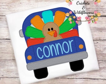 Turkey Shirt for Boy, Personalized Turkey Shirt, Personalized Fall Shirt, Boy Turkey Truck Shirt, Fall Shirt, Thanksgiving Shirt for Boy,