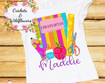Back to School Shirt , Pencils Back To School Shirt, First Day of School Shirt for Girl, Personalized Back to School Shirt, Monogrammed Top