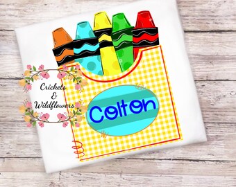 Back to School Shirt , Crayons Back To School Shirt, First Day of School Shirt for Boy, Personalized Back to School Shirt, Monogrammed Top
