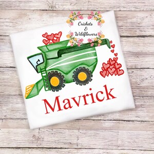 Boy’s Valentines Day Shirt, Boys Combine Valentines Shirt, Boys Valentines Farm Shirt, Boys Farm Combine Shirt, Valentine’s Day Shirt,