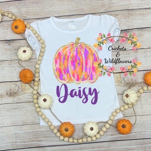 Fall Pumpkin Shirt for Girl, Personalized Pumpkin Shirt, Pumpkin Patch Shirt for Girl, Personalized Fall Shirt, Rainbow Pumpkin Shirt