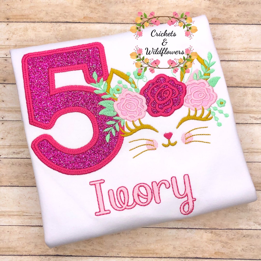 Cat Birthday Shirt for Girl Kitty Birthday Shirt for Girl Etsy