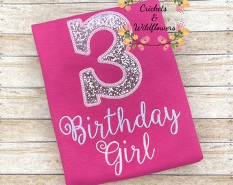 3rd Birthday Shirt for Girl, Rainbow Birthday Shirt, Number Birthday Shirt for Girl, Girls 3rd Birthday, Rainbow Sparkle 3 Birthday Shirt,