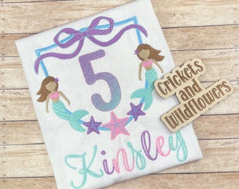 Mermaid Shirt for Girl, Little Girl Mermaid Birthday Shirt, Mermaid Birthday Shirt for Girl, 5th Birthday Shirt for Girl, Mermaid Birthday