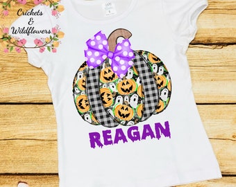 Fall Pumpkin Shirt for Girl, Personalized Pumpkin Shirt, Pumpkin Patch Shirt for Girl, Personalized Halloween Shirt, Pumpkin with Bow Shirt