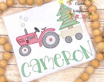 Tractor Shirt for Boy, Christmas Tractor Shirt, Personalized Christmas Shirt Boy, Boys Christmas Shirt, Personalized Tractor Shirt,