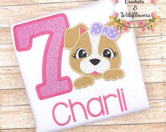 Girls Puppy Birthday Shirt, Girls Personalized Puppy Dog Birthday Tshirt, Puppy Shirt, Personalized Birthday Shirt,