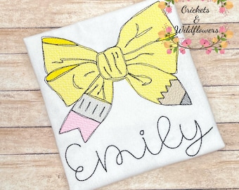 Back to School Shirt , Pencil Bow Back To School Shirt, First Day of School Shirt for Girl, Personalized Back to School Shirt, Girly