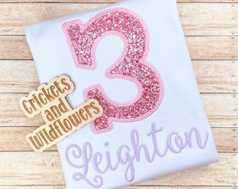 3rd Birthday Shirt for Girl, Rainbow Birthday Shirt, Number Birthday Shirt for Girl, Girls 3rd Birthday, Rainbow Sparkle 3 Birthday Shirt,