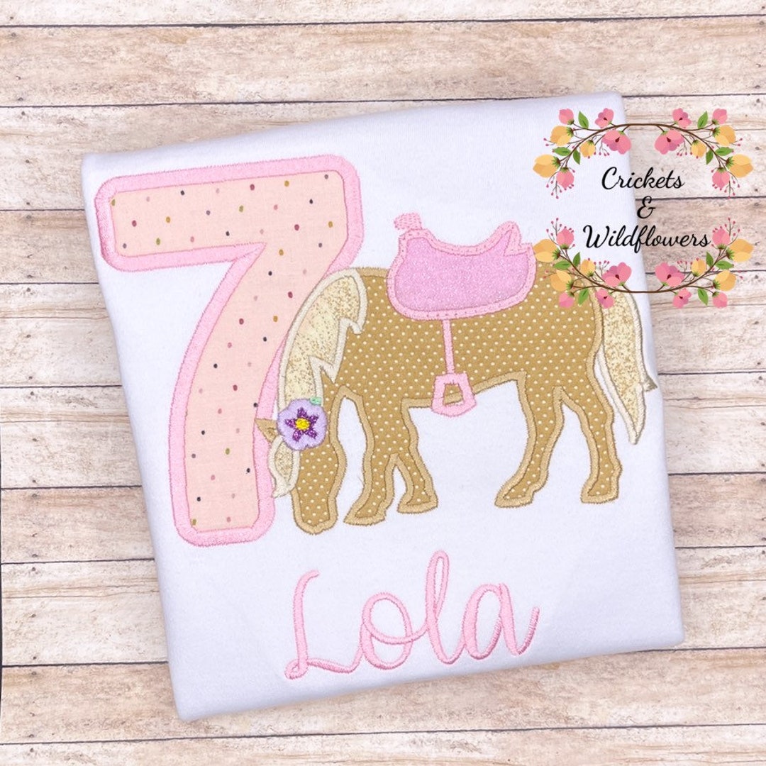 Horse Birthday Shirt, Horse Shirt for Girls, Pony With Flower Shirt