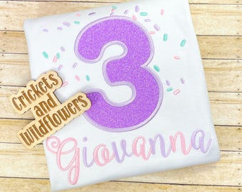 Sparkle Birthday Shirt for Girl, 3rd Birthday Shirt for Girl, Birthday Girl 3rd Birthday Shirt, Confetti Birthday Girl Shirt, Sprinkles