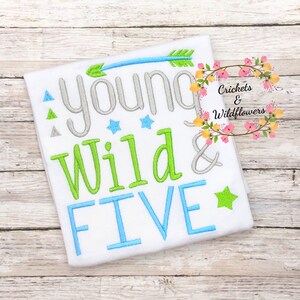 5th Birthday Shirt for Boy, Young Wild and Five Birthday Shirt, 5th Birthday Party, 5th Birthday Top, Wild 5th Birthday Party,