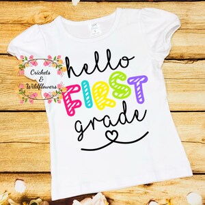 Back to School Shirt , Hello 1st Grade Back To School Shirt, First Day of School Shirt for Girl, Personalized Back to School Shirt, First