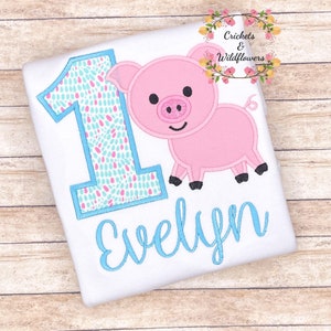 Farm Animal Birthday Shirt, Pig Birthday Shirt, Farm Animal Birthday Party, 1st Birthday Shirt for Girls, Farmyard Birthday Party, Farmyard