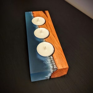 Jade Epoxy & Wood Candle Holders