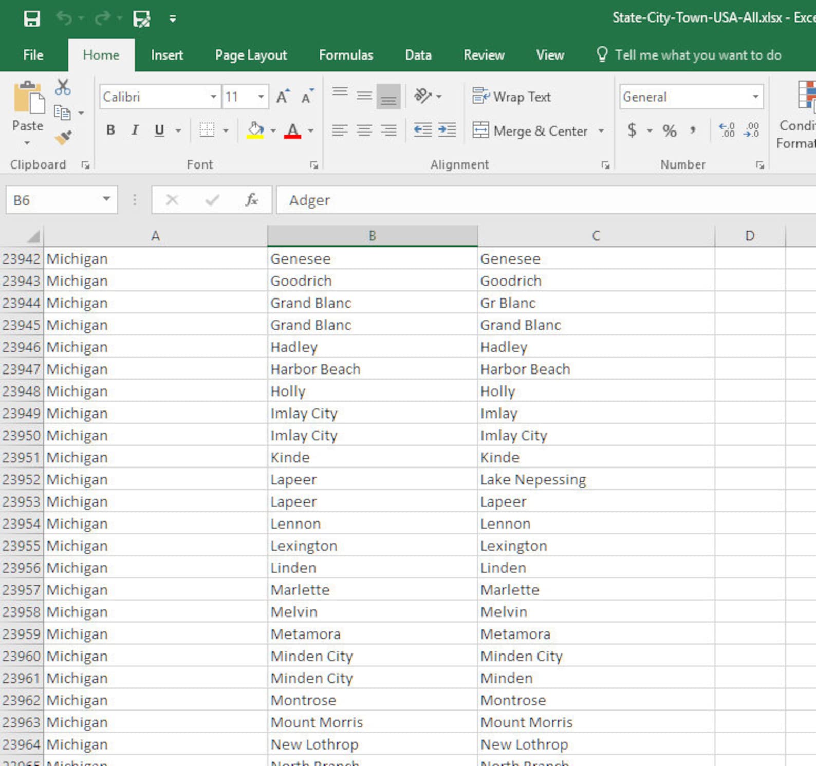 Excel List Of All 50 States