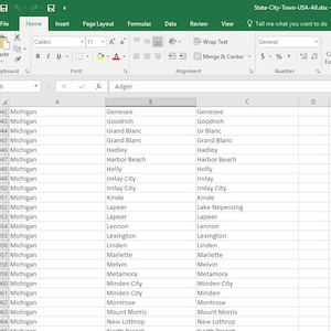 Complete Excel List of All Cities States Towns 50-states United States