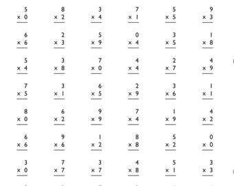 Multiplication Worksheet - Etsy
