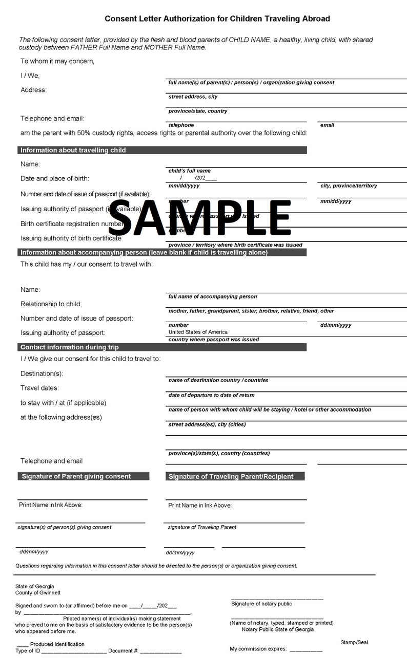 International Travel Consent Notary Form For Minor Child 1 Page Etsy International Travel Consent Notary Form For Minor Child 1 Page Etsy