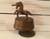 Vintage brass unicorn music box Collectible music box Birthday gift Little girl gift