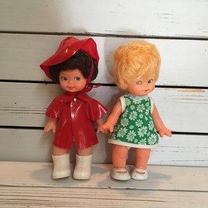 Set 2 kitsch mid century plastic dolls