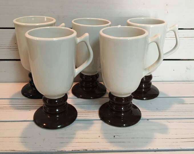Hall 2 Toned Irish Coffee Mugs Set of 5/ Mid Century Hall Ceramic