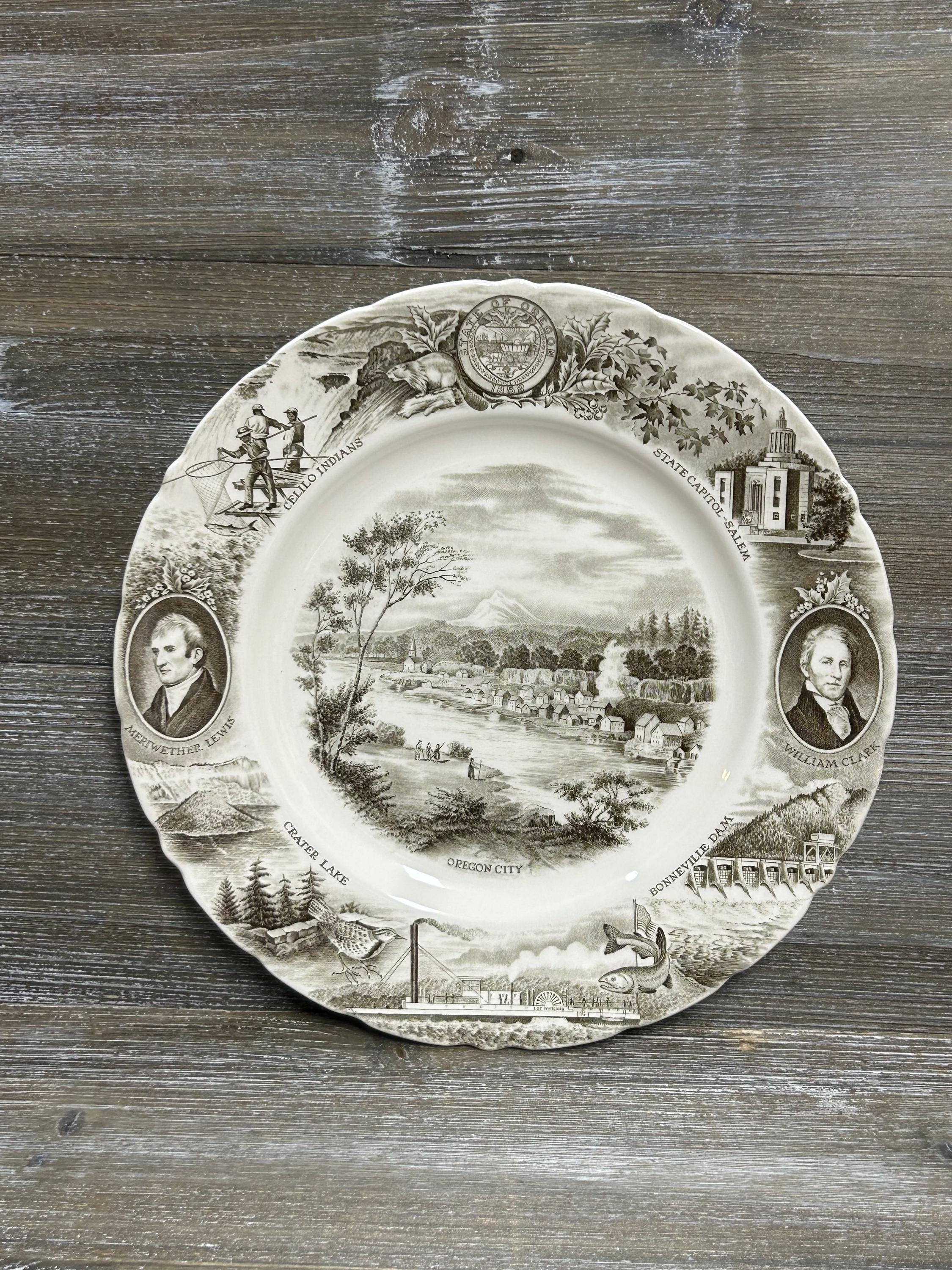 英国NATURECRAFTCONGLETON VICTORIANウォールプレート Vintage Souvenir China Plate From Oregon/kitsch Mid Century Wall