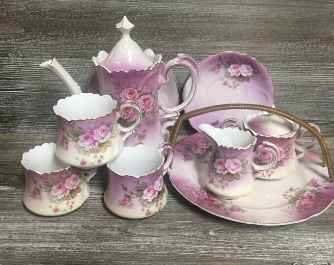 Pink and Purple Lefton China Tea Set Etsy