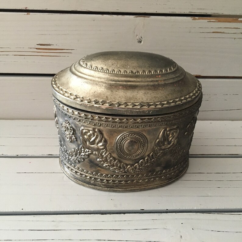 Vintage Ornate Silver Metal Keepsake Box/ Treasure Box/vintage Etsy