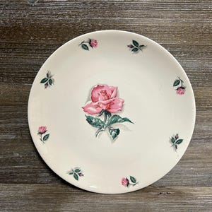 Shabby chic vintage floral plate set 5 in pink and white/ Rhythm Rose by Homer Laughlin