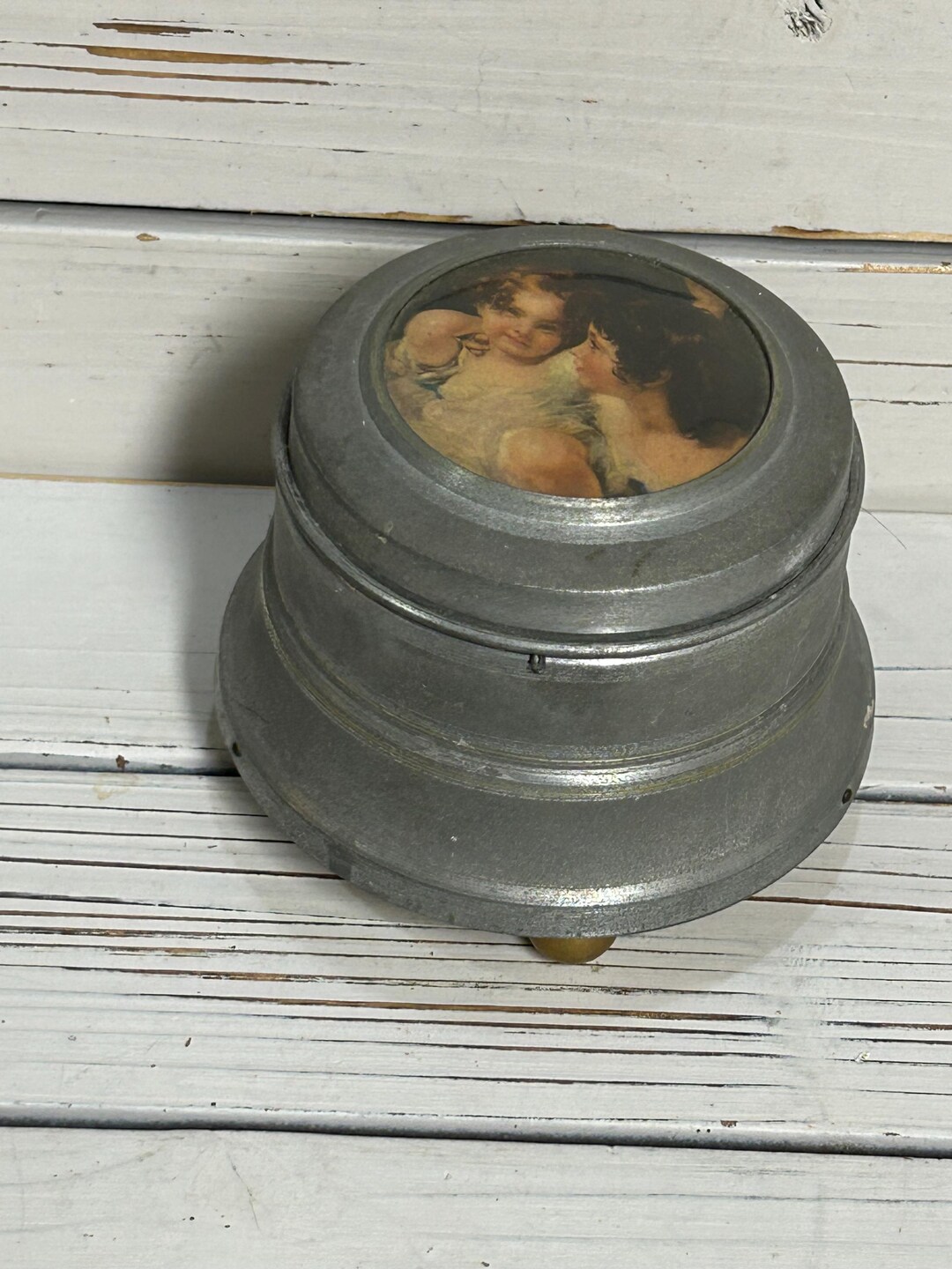 Powder Music Box Antique Aluminum Powder Music Box in Rococo Style/ Antique Powder Box ...