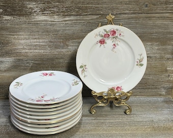 Eschenbach Salad Plate with Pink Roses /Made in Bavaria/ Set 5