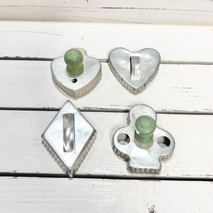 Vintage aluminum cookie cutters/ Mirror cookie cutters/ Farmhouse, primitive, country kitchen decor/ Package tie ons/ Collectible kitchen