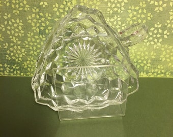 Vintage pressed glass nappy/Candle holder Collectible glass/House warming gift/Hostess gift/Teachers gift/Entryway bowl/Candy bowl/Nut bowl