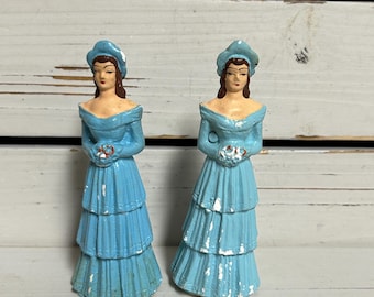 Small chalkware vintage bride cake topper/Kitsch bride/Wedding decor/Wedding shower/Chalkware wedding topper/Japan
